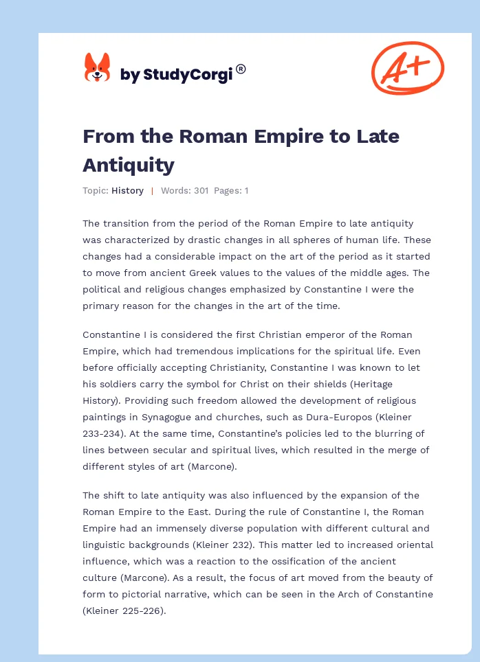From the Roman Empire to Late Antiquity. Page 1