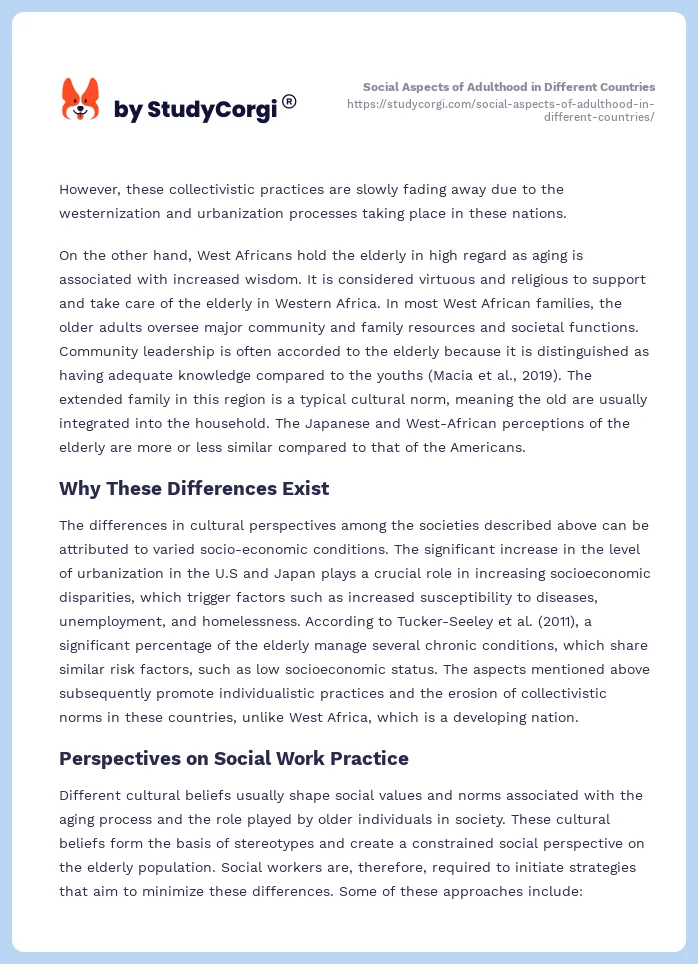 Social Aspects of Adulthood in Different Countries. Page 2