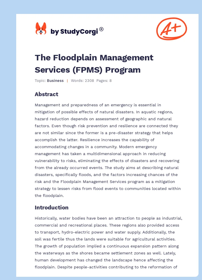 The Floodplain Management Services (FPMS) Program. Page 1