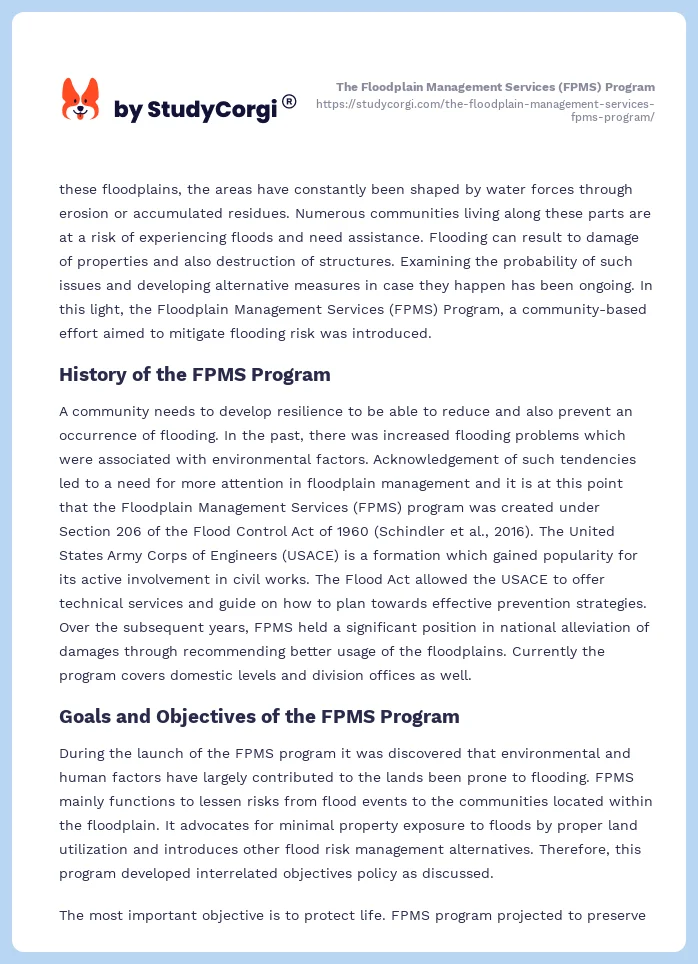 The Floodplain Management Services (FPMS) Program. Page 2