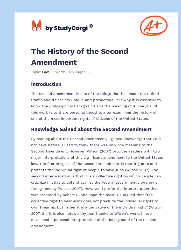 The History of the Second Amendment. Page 1