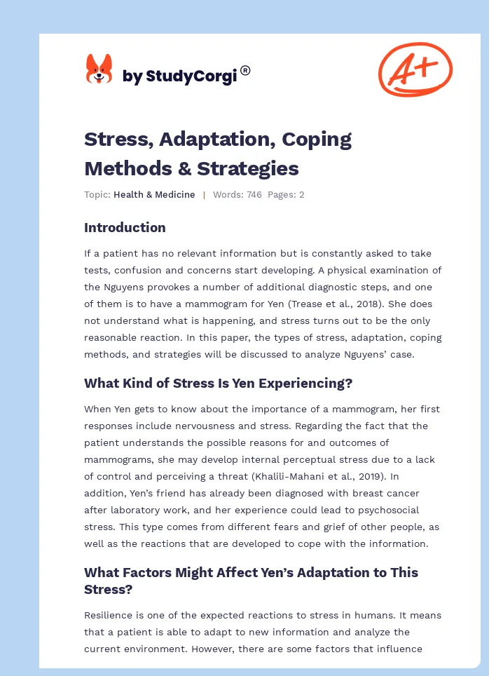 Stress, Adaptation, Coping Methods & Strategies. Page 1