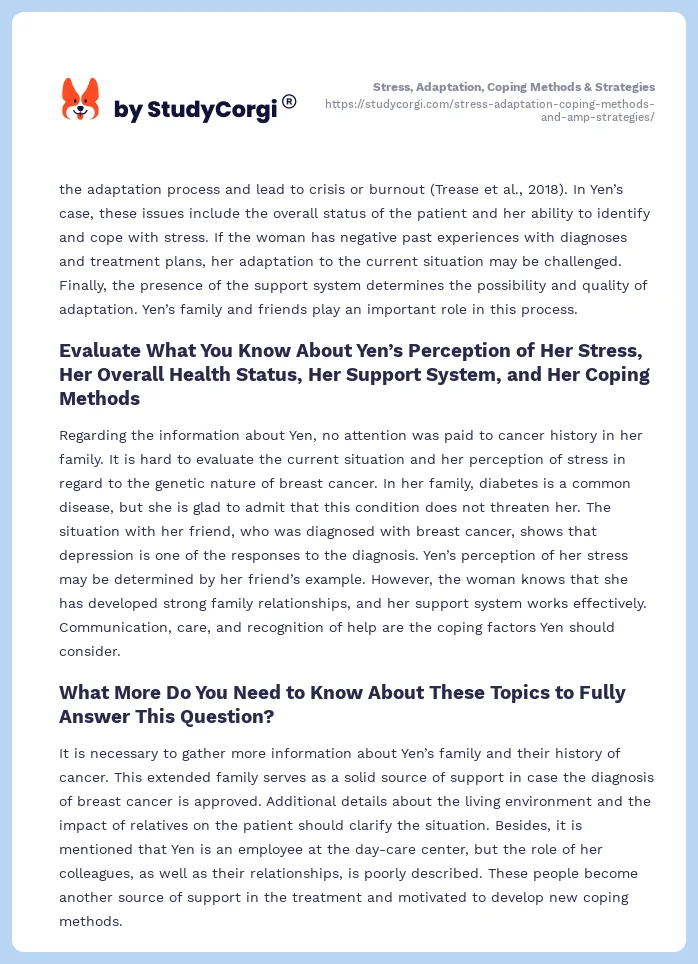 Stress, Adaptation, Coping Methods & Strategies. Page 2