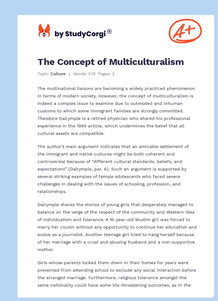 The Concept of Multiculturalism. Page 1