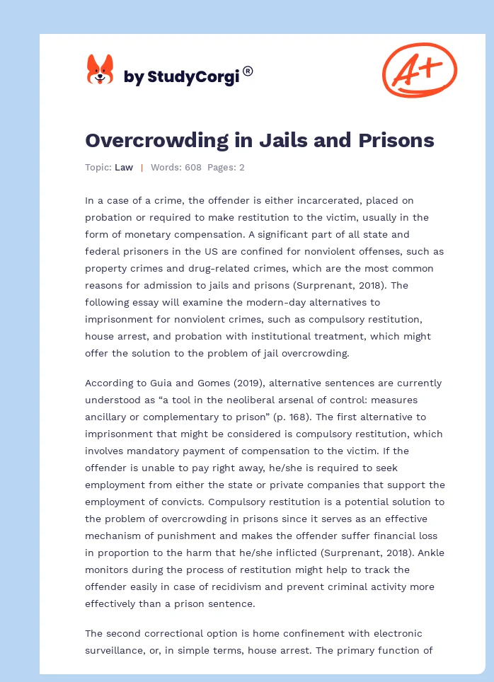 Overcrowding in Jails and Prisons. Page 1