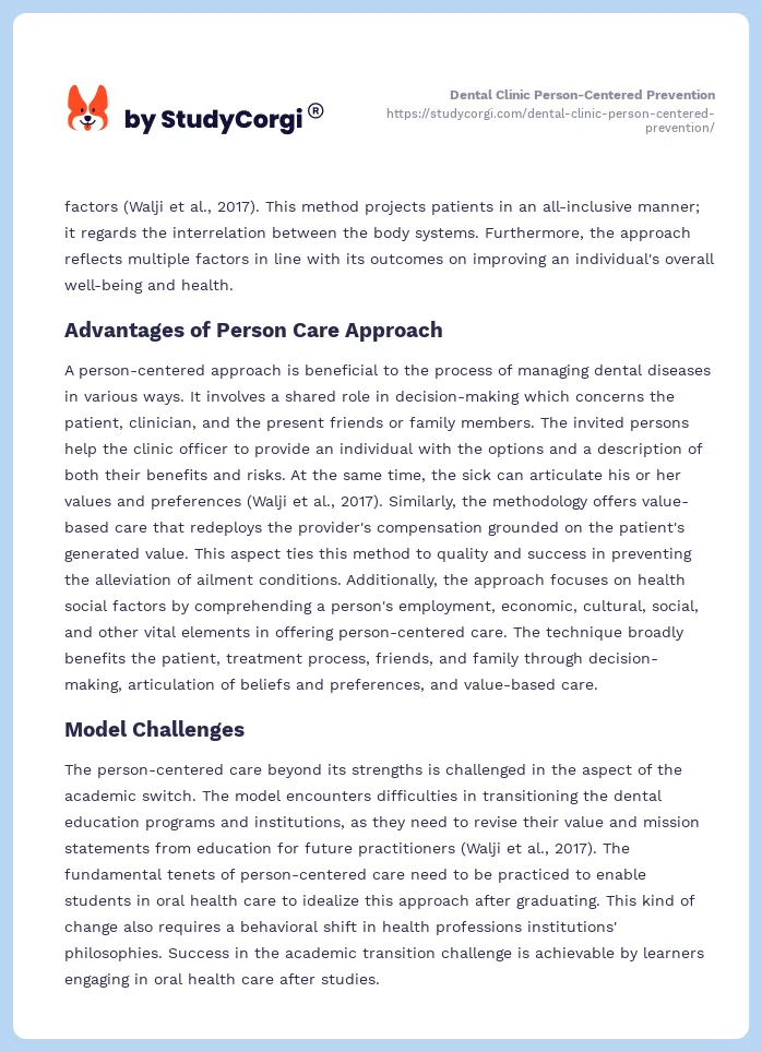 Dental Clinic Person-Centered Prevention. Page 2