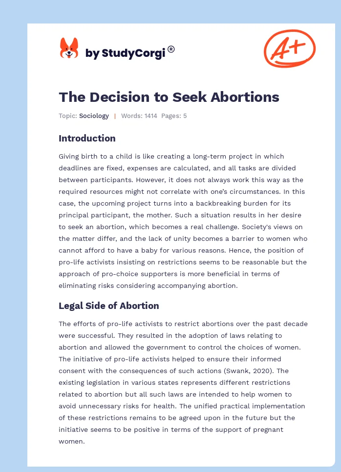 The Decision to Seek Abortions. Page 1