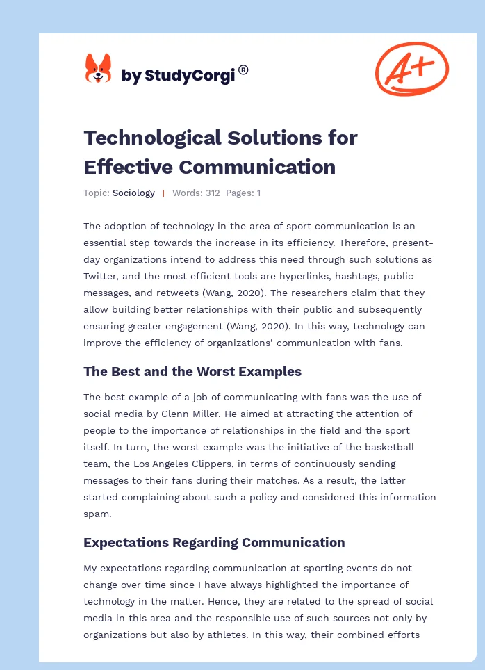 Technological Solutions for Effective Communication. Page 1