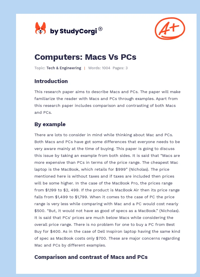 Computers: Macs Vs PCs. Page 1