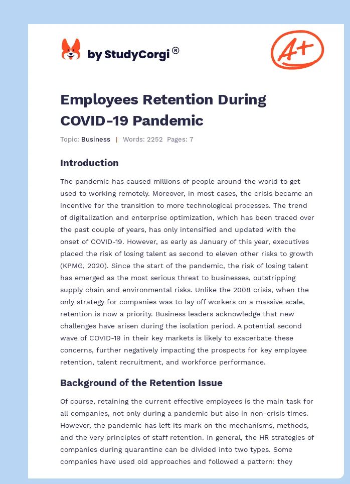 Employees Retention During COVID-19 Pandemic. Page 1