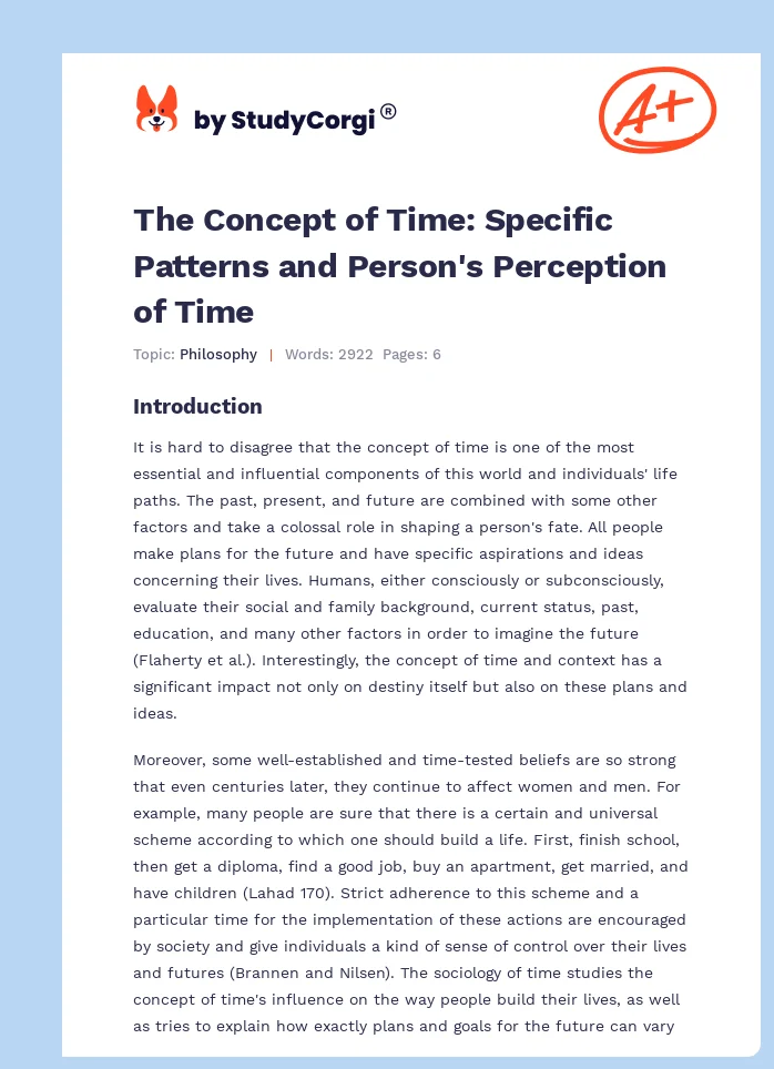 The Concept of Time: Specific Patterns and Person's Perception of Time. Page 1