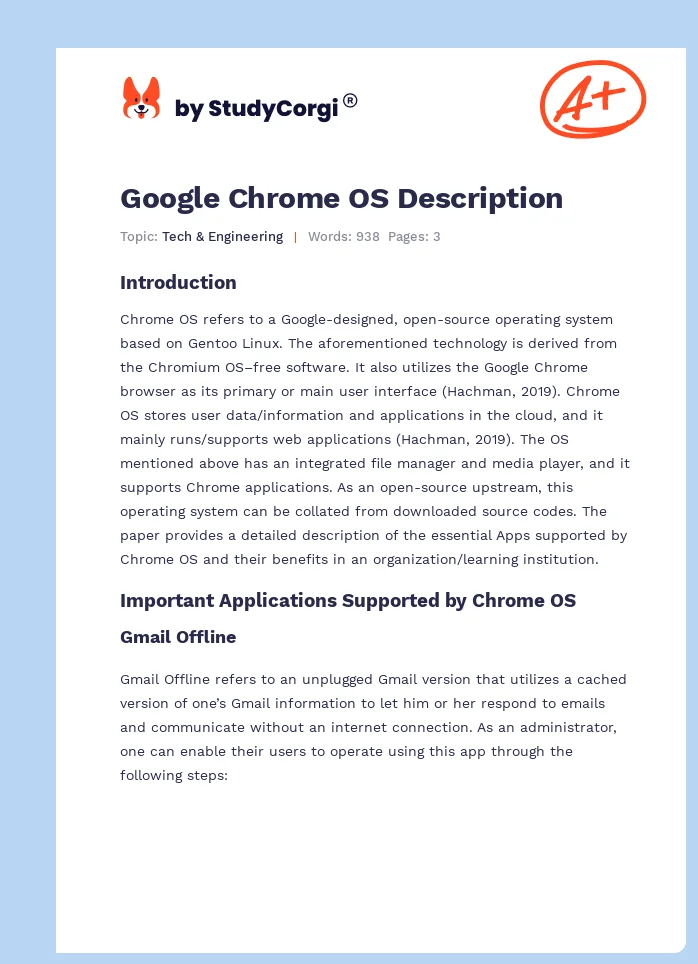 Google Chrome OS Description. Page 1