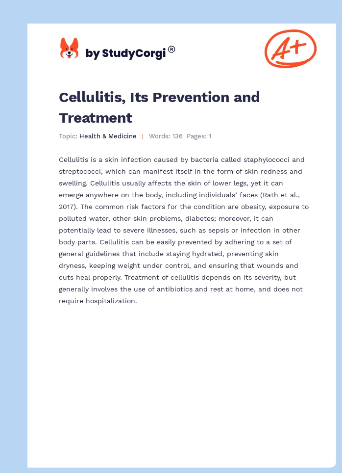 Cellulitis, Its Prevention and Treatment. Page 1