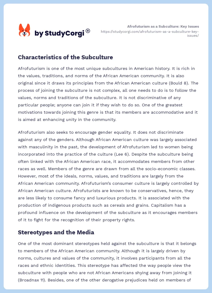 Afrofuturism as a Subculture: Key Issues. Page 2