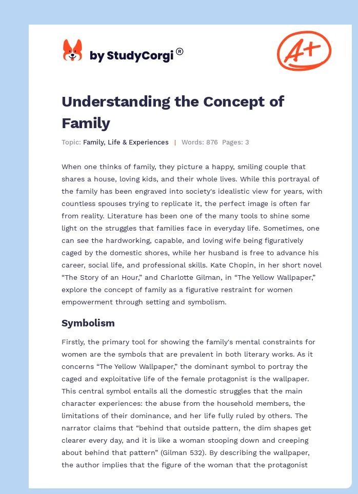 Understanding the Concept of Family. Page 1