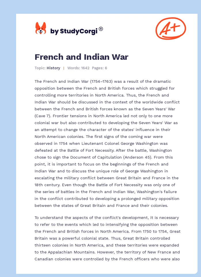 French and Indian War. Page 1