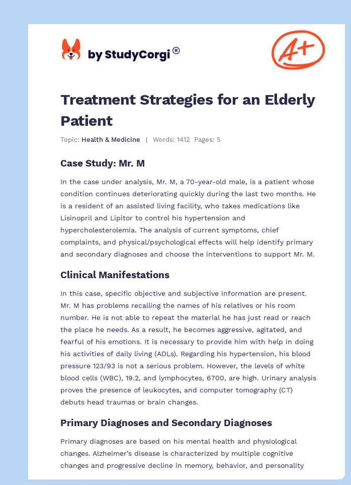 Treatment Strategies for an Elderly Patient | Free Essay Example