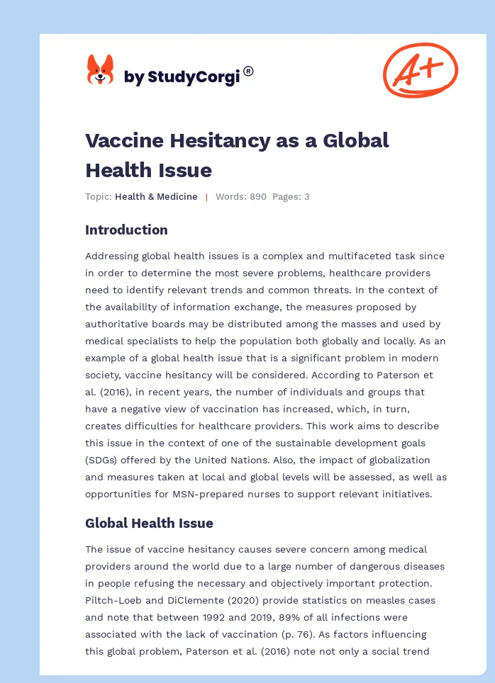 Vaccine Hesitancy as a Global Health Issue. Page 1