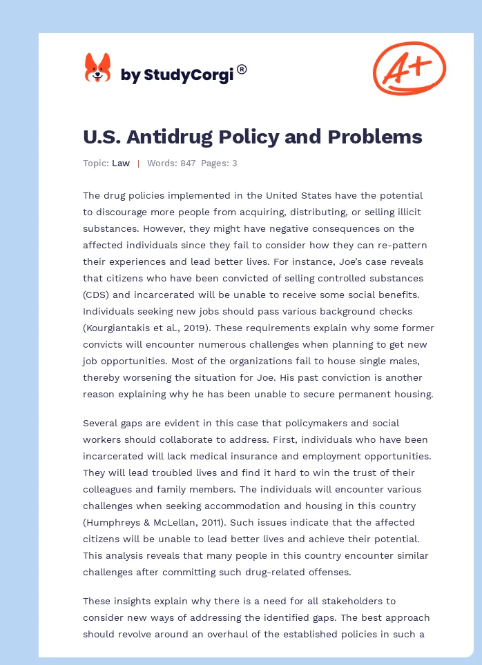 U.S. Antidrug Policy and Problems. Page 1