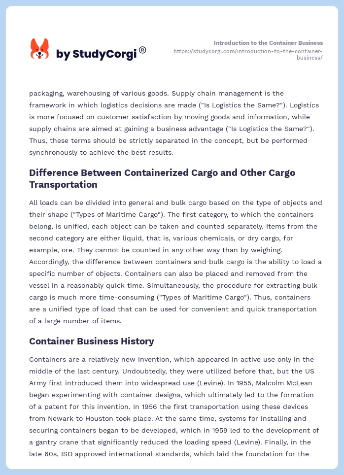 Introduction to the Container Business. Page 2