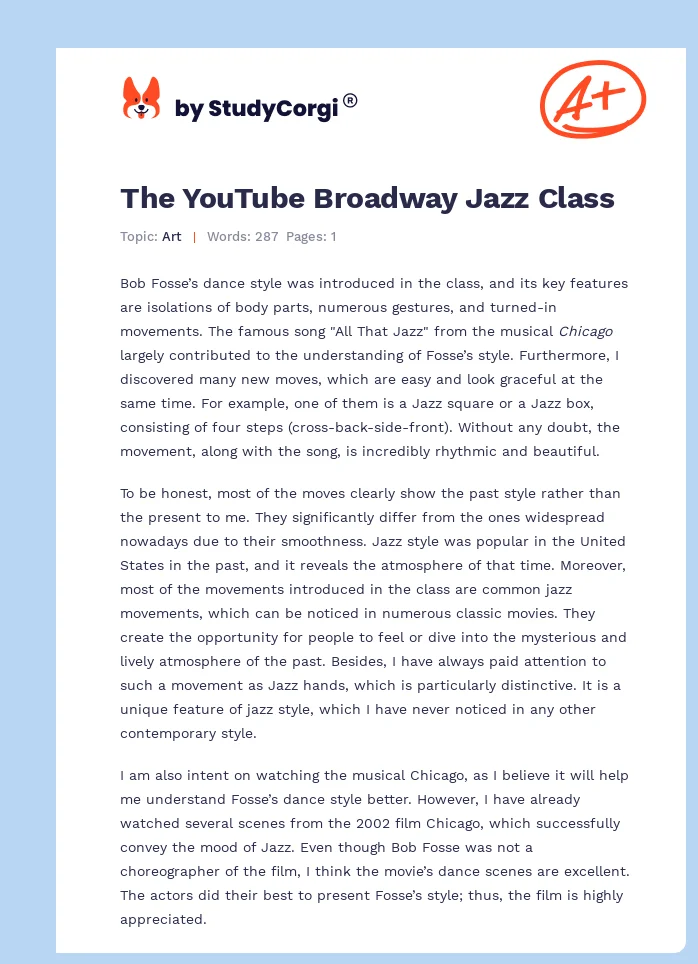 The YouTube Broadway Jazz Class. Page 1