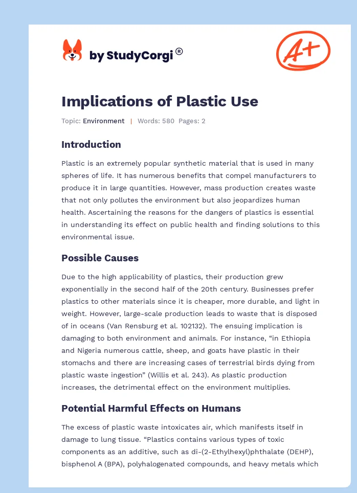 Implications of Plastic Use. Page 1