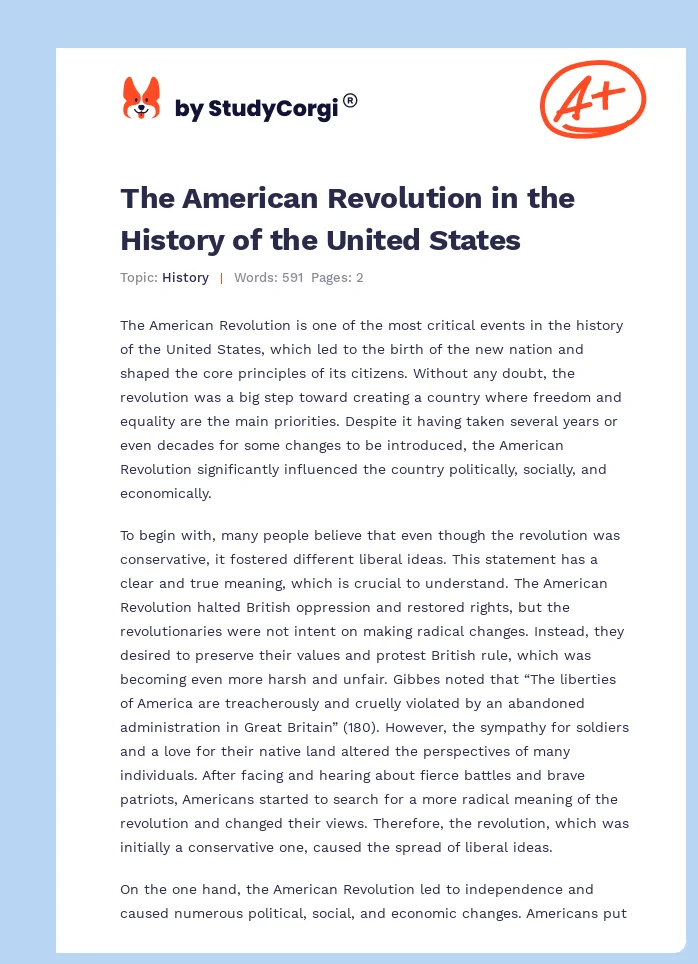 The American Revolution in the History of the United States. Page 1