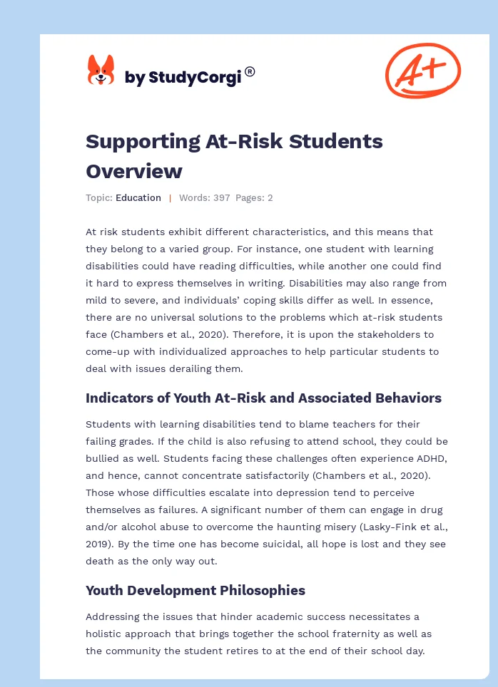 Supporting At-Risk Students Overview. Page 1
