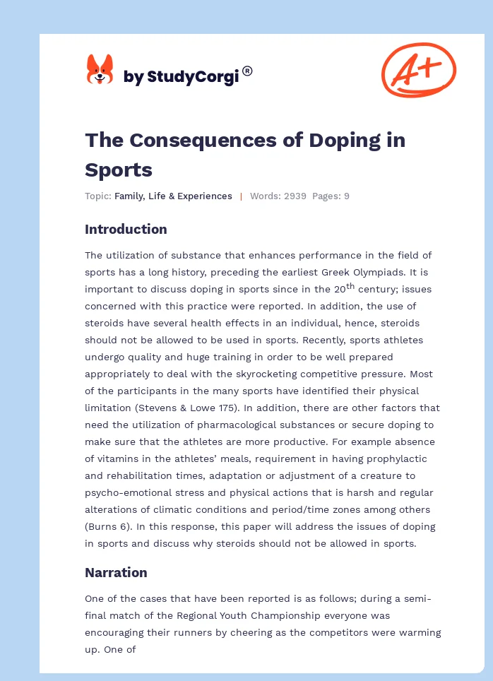 The Consequences of Doping in Sports. Page 1
