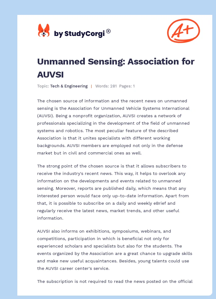 Unmanned Sensing: Association for AUVSI. Page 1