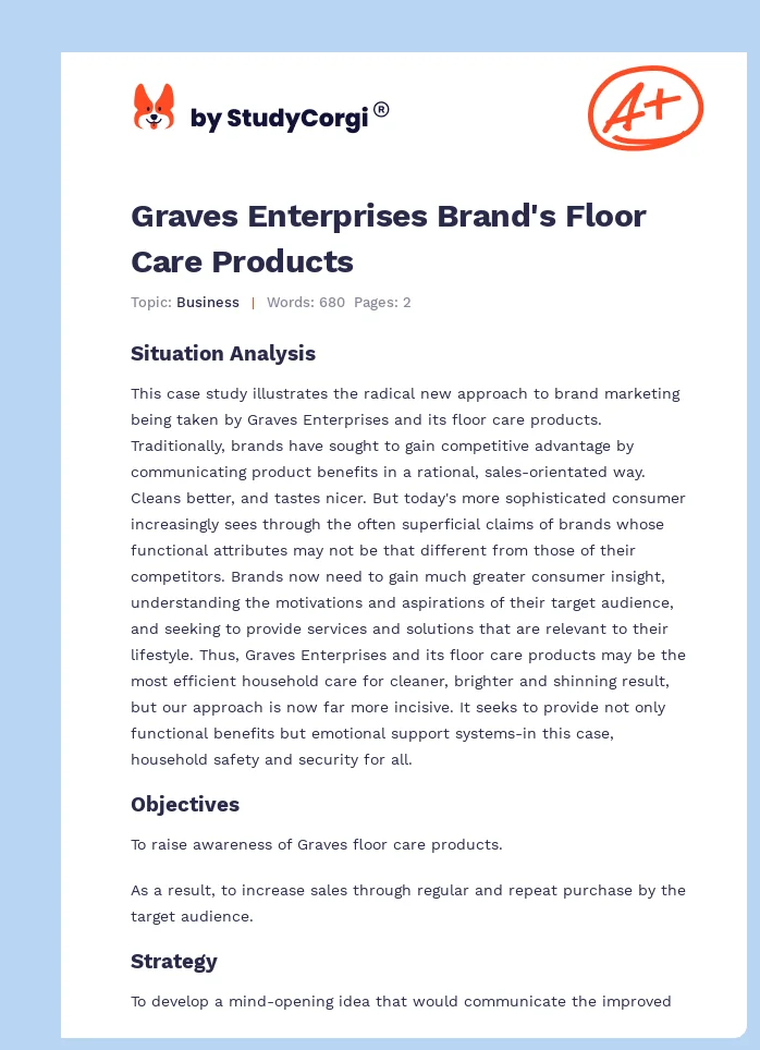 Graves Enterprises Brand's Floor Care Products. Page 1