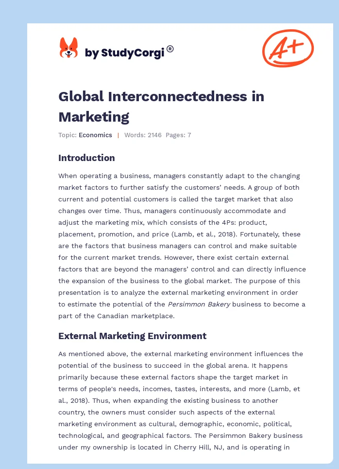 Global Interconnectedness in Marketing. Page 1