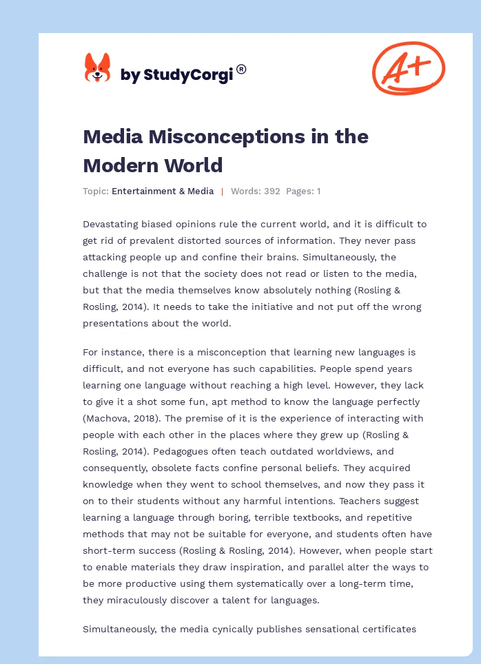 Media Misconceptions in the Modern World. Page 1