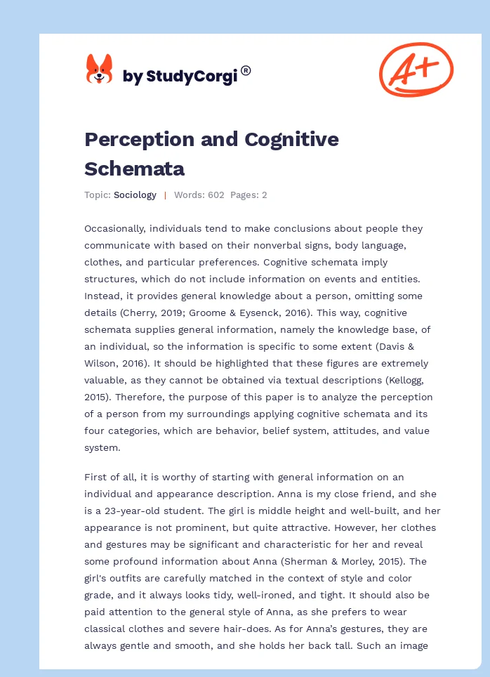 Perception and Cognitive Schemata. Page 1
