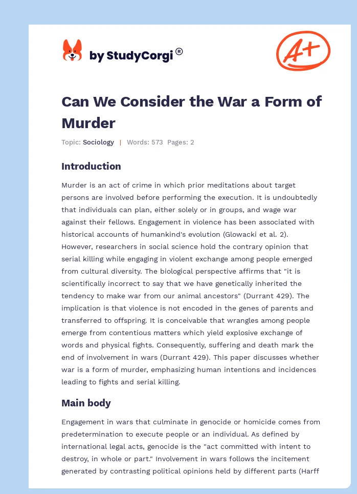 Can We Consider the War a Form of Murder. Page 1