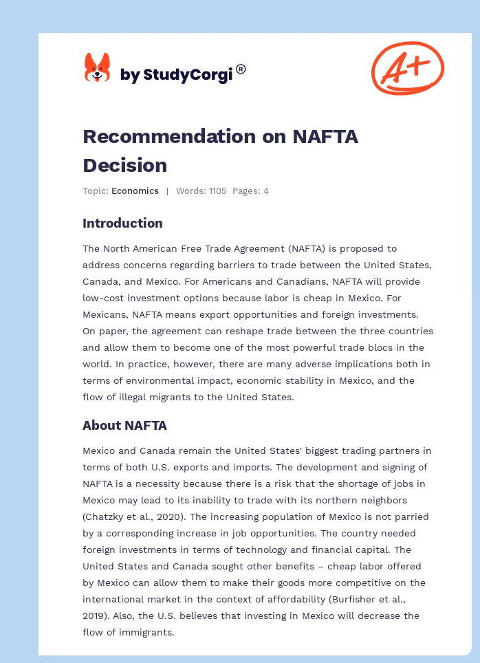 Recommendation on NAFTA Decision. Page 1