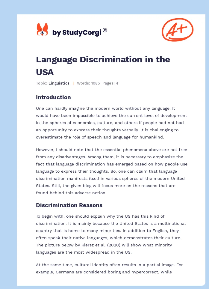 Language Discrimination in the USA. Page 1