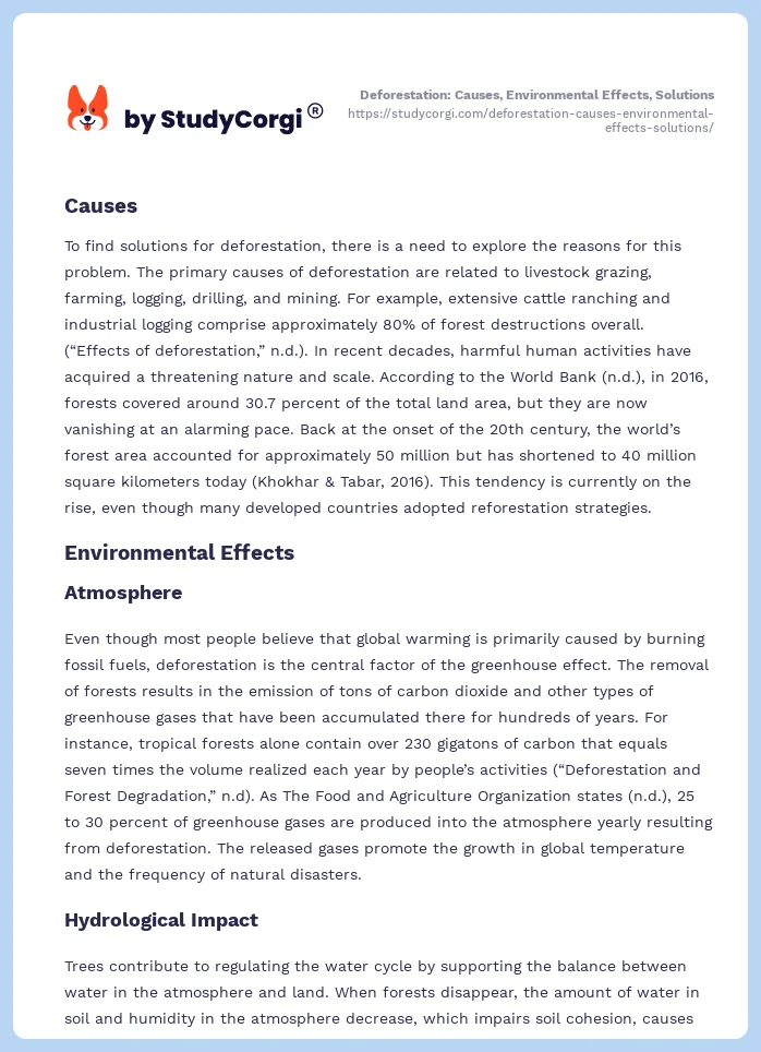 Deforestation: Causes, Environmental Effects, Solutions. Page 2