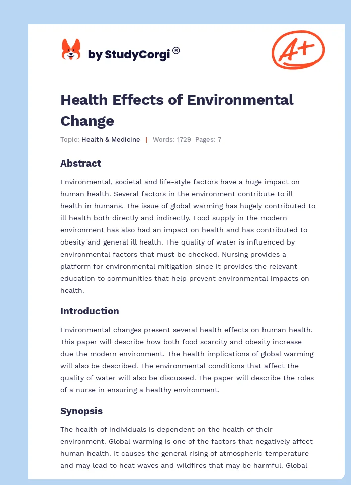 Health Effects of Environmental Change. Page 1