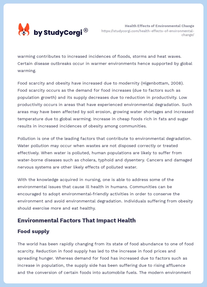 Health Effects of Environmental Change. Page 2