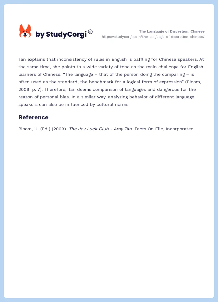The Language of Discretion: Chinese. Page 2