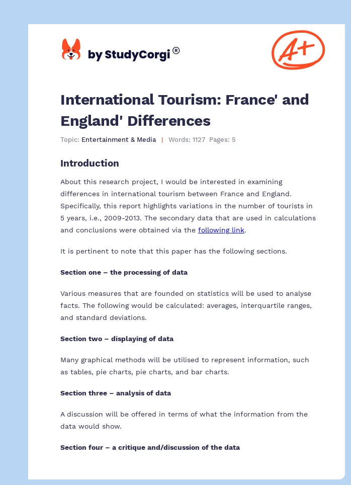 International Tourism: France' and England' Differences. Page 1
