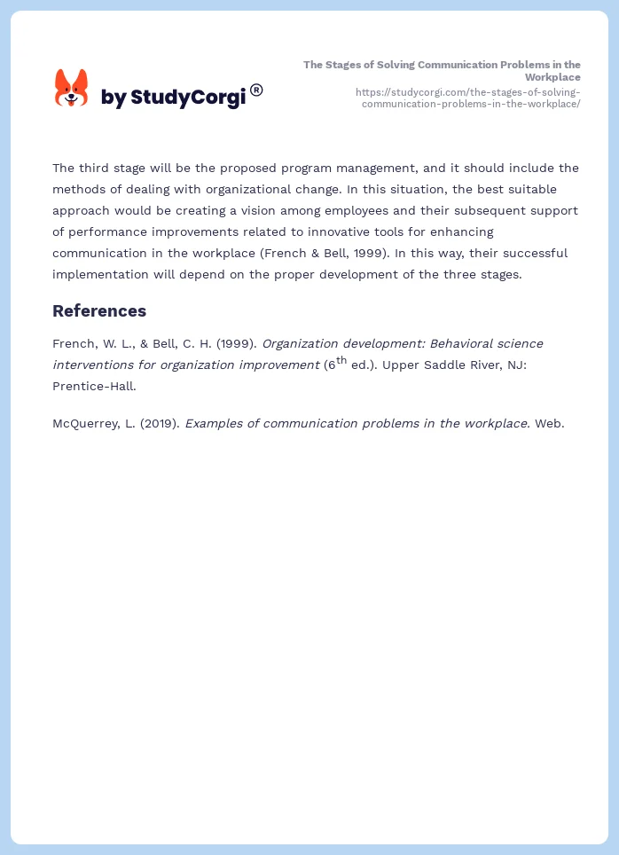 The Stages of Solving Communication Problems in the Workplace. Page 2