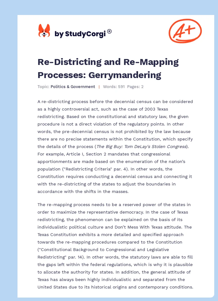 Re-Districting and Re-Mapping Processes: Gerrymandering. Page 1