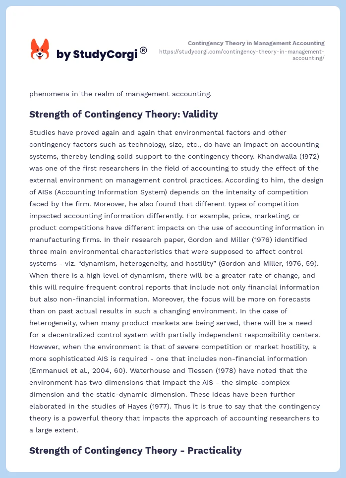 Contingency Theory in Management Accounting. Page 2
