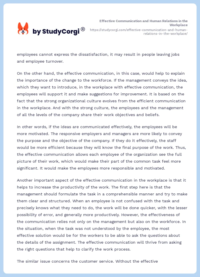 Effective Communication and Human Relations in the Workplace. Page 2