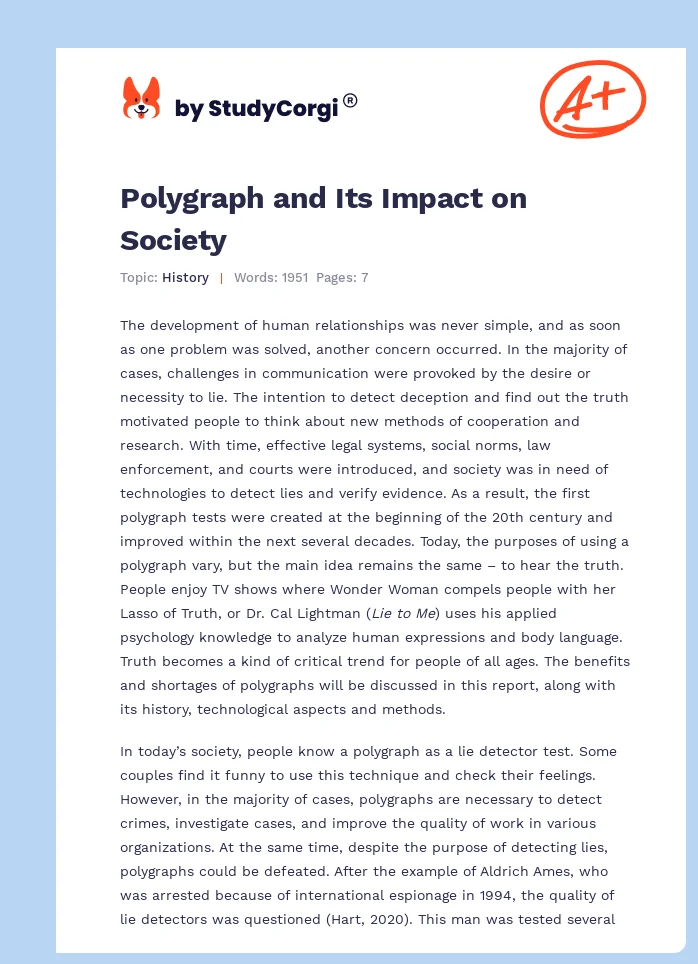 Polygraph and Its Impact on Society. Page 1