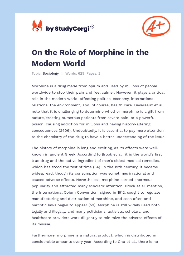 On the Role of Morphine in the Modern World. Page 1