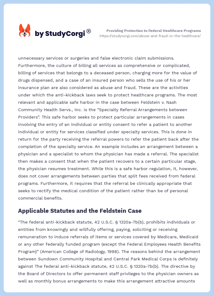 Providing Protection to Federal Healthcare Programs. Page 2