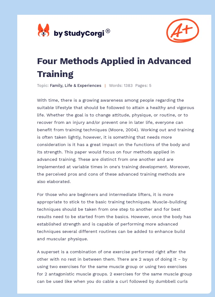 Four Methods Applied in Advanced Training. Page 1